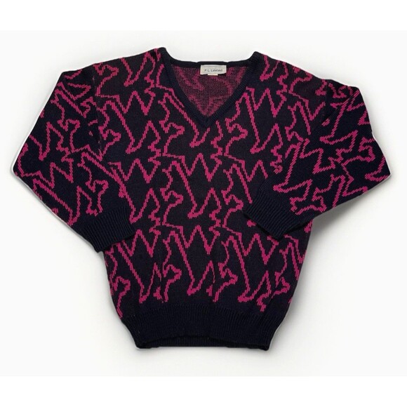 Vintage Women's V Neck Dad Sweater Retro 80's 90's USA Grandpacore New Wave - Picture 1 of 6